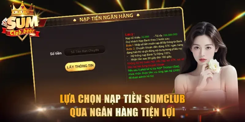 Lựa chọn nạp tiền Sumclub qua ngân hàng tiện lợi